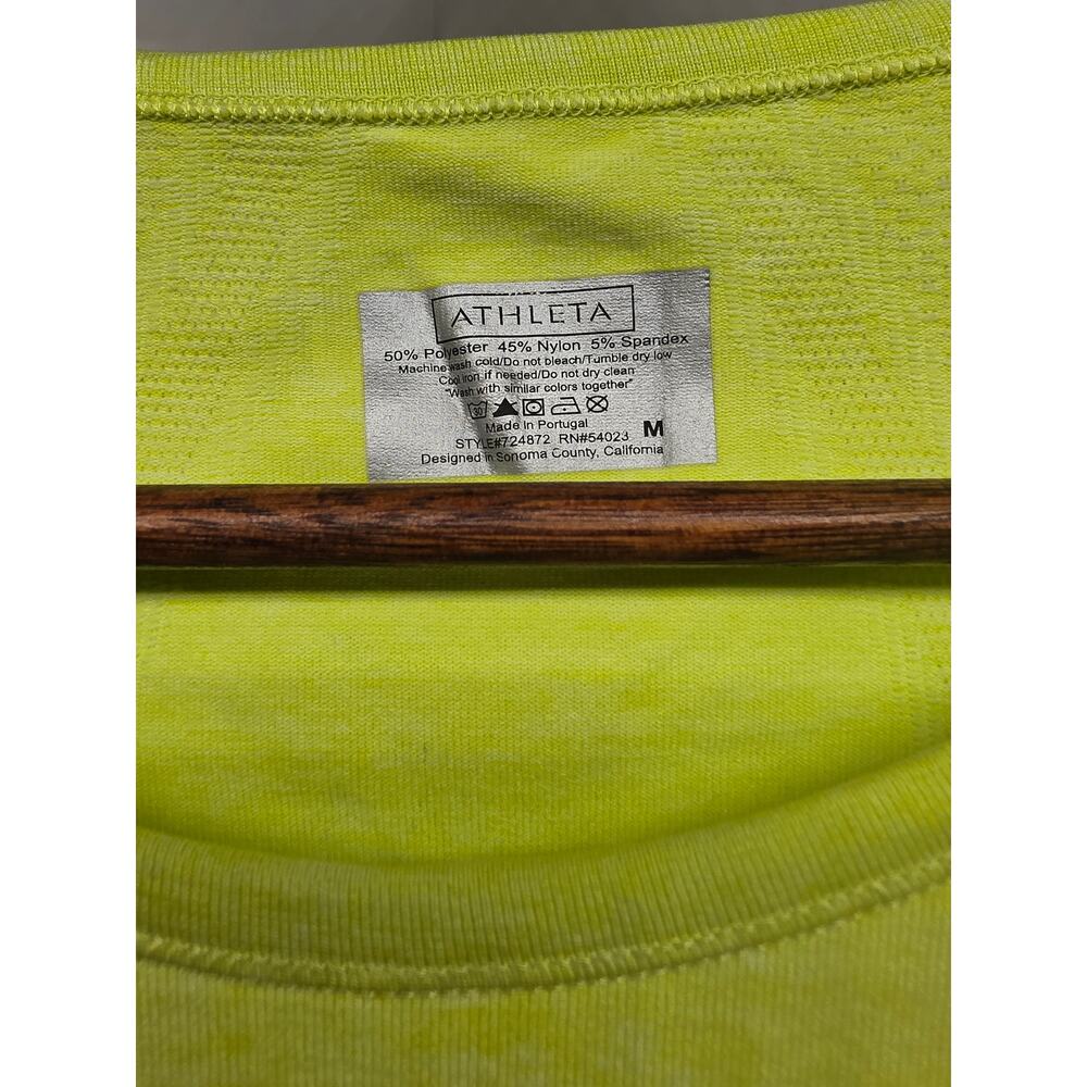 Athleta Neon Yellow Ruched Long Sleeve Running Top Women’s M - Picture 5 of 5
